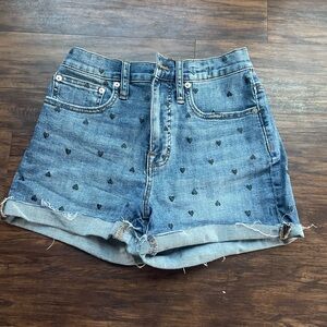 High rise denim short